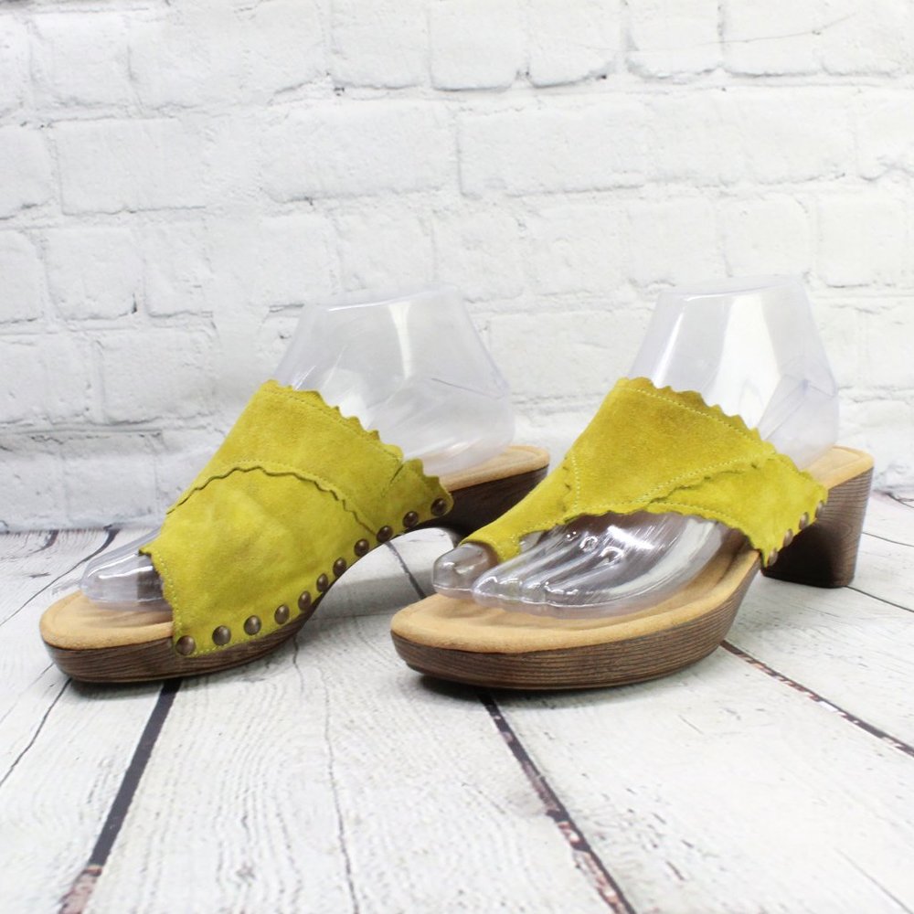 Gabor Green Suede Toe Post Block Heeled Slip on Sandals Size US 6 - Picture 2 of 9